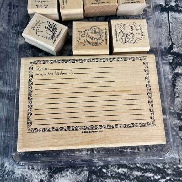Stampin’ UP! WHAT'S FOR DINNER 9 Wood Mounted Rubber Stamps Recipe Card Bread - Picture 4 of 6
